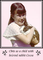 Chris as a child with beloved rabbit Cocoa